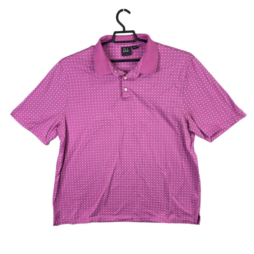 Mens Jos. A. Bank Traveler Pink & Blue Polo Shirt 100% Cotton Short Sleeve XXL